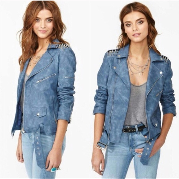 UNIF PU Leather Jacket - Washed Blue - Picture 3 of 16